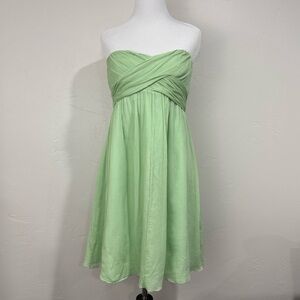 J Crew Strapless Mint Green Chiffon Silk Mini Dress 10P Elegant Prom DanceFormal